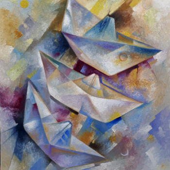 제목이 "Papers Boats"인 미술작품 Serhii Voichenko로, 원작, 기름