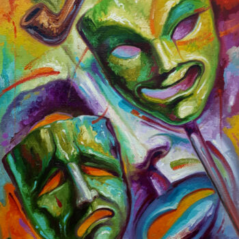 제목이 "Theater Masks"인 미술작품 Serhii Voichenko로, 원작, 기름