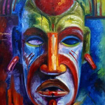 Schilderij getiteld "Colorful mask of Tr…" door Serhii Voichenko, Origineel Kunstwerk, Olie