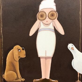 Painting titled "Souvenir de vacance…" by Noëlle Lassailly, Original Artwork, Acrylic Mounted on Wood Stretcher frame