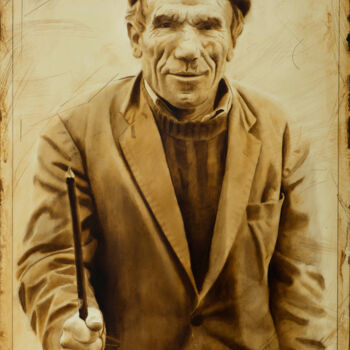 Painting titled "Hombre" by Juan Álvarez Cebrián, Original Artwork, Oil Mounted on Wood Stretcher frame