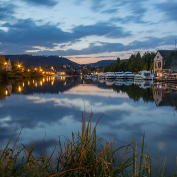 Photography titled "Le canal à l'heure…" by Paulo Viana, Original Artwork, Digital Photography Mounted on Aluminium