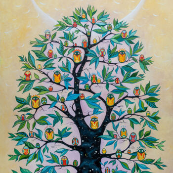 Malerei mit dem Titel "Tree of Worlds" von Aleksandra Paranchenko, Original-Kunstwerk, Öl