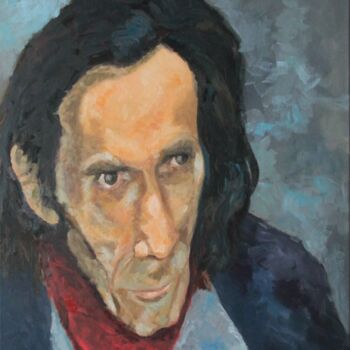 Peinture intitulée "Portrait du Poète X…" par Chéker, Œuvre d'art originale, Huile Monté sur Châssis en bois