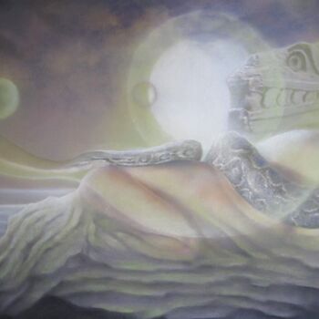 Peinture intitulée "" Le Dieu serpent"" par Jean Luc Mariot, Œuvre d'art originale, Pastel