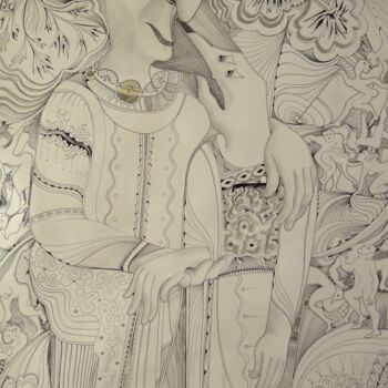 Drawing titled "Rostressé" by Christiane Seguin, Original Artwork, Ink