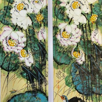 Schilderij getiteld "Fragrance of lotus/…" door Dayou Lu, Origineel Kunstwerk, pigmenten