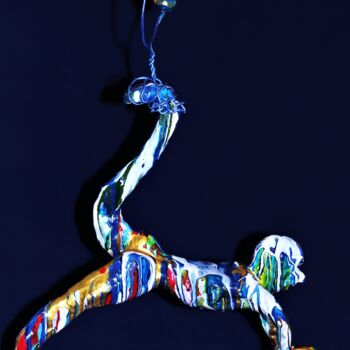 Skulptur mit dem Titel "Plastered man juggl…" von Esmeralda Skverer, Original-Kunstwerk, Polymer Ton