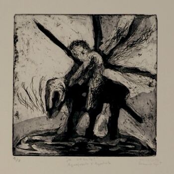 印花与版画 标题为“A caballo” 由Leonardo Vega, 原创艺术品, 蚀刻