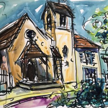 绘画 标题为“Vieille Église 7” 由Jean-François Groisy, 原创艺术品, 水粉