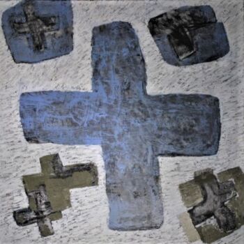 Painting titled "les croix-2" by Raphael Desportes, Original Artwork, Oil