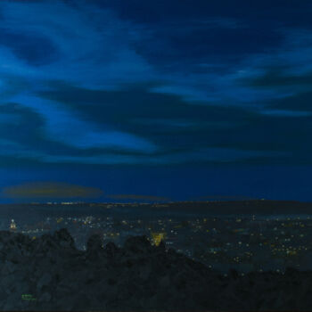 Painting titled "Albada 2" by Josep Maria Fontanet Sureda, Original Artwork, Oil Mounted on Wood Stretcher frame