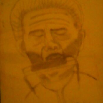 Drawing titled "harmonica" by Ludovic Grumel, Original Artwork, Pencil