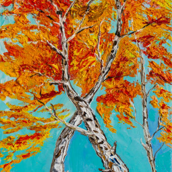 Malerei mit dem Titel "Dancing birches" von Vladyslav Durniev, Original-Kunstwerk, Öl Auf Keilrahmen aus Holz montiert