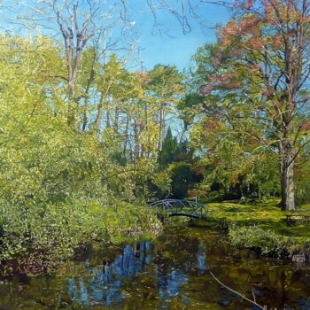 Painting titled "detente au parc" by Gerard Monborren, Original Artwork, Oil
