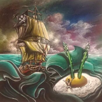 Painting titled "L'oeuf" by Daniel Schaub, Original Artwork, Oil