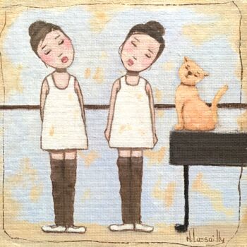 Painting titled "Les ballerines - 10…" by Noëlle Lassailly, Original Artwork, Acrylic