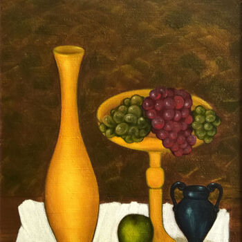 Painting titled "Still life with gra…" by Iryna Sapsai, Original Artwork, Oil