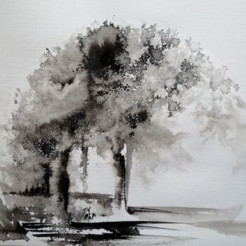 Peinture intitulée "Lumière d'automne -…" par Clau Redier-Clément, Œuvre d'art originale, Encre