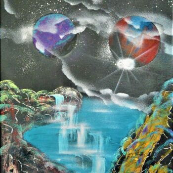 Painting titled "The Creek" by Zooj, Original Artwork, Spray paint