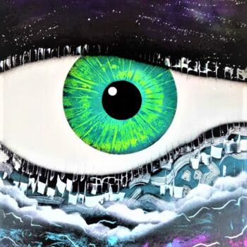 Painting titled "The Miraculous Eye…" by Zooj, Original Artwork, Spray paint