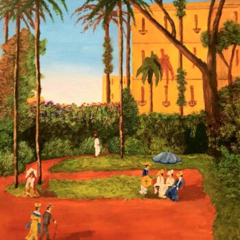 Painting titled "Le Jardin Shepheard…" by L'Orientaliste, Original Artwork, Acrylic