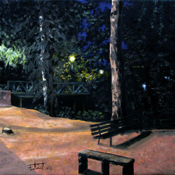 Pintura titulada "Capvespre al parc" por Josep Maria Fontanet Sureda, Obra de arte original, Oleo Montado en Bastidor de cam…