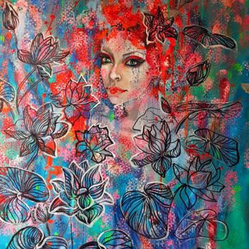 Pittura intitolato "Lotus Girl" da Tanya Efe, Opera d'arte originale, Acrilico
