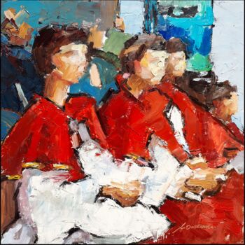Painting titled "Altar boys" by Kazimierz Mordarski, Original Artwork, Oil