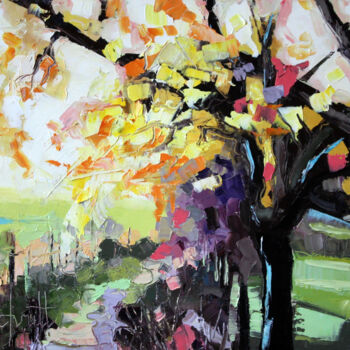 Painting titled "HALF ABSTRACT 5 (Lu…" by Jean-Paul Schmitt, Original Artwork, Oil Mounted on Wood Stretcher frame