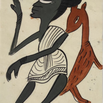 Картина под названием "santhal  Pattachitr…" - Minmoy Das, Подлинное произведение искусства, Акварель