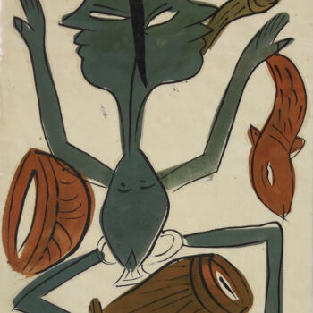 제목이 "santhal  Pattachitr…"인 미술작품 Minmoy Das로, 원작, 수채화