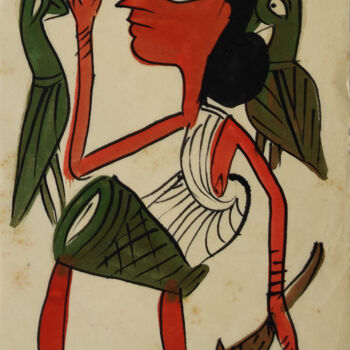 Pintura intitulada "santhal  Pattachitr…" por Minmoy Das, Obras de arte originais, Aquarela