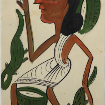 Pintura titulada "santhal  Pattachitr…" por Minmoy Das, Obra de arte original, Acuarela