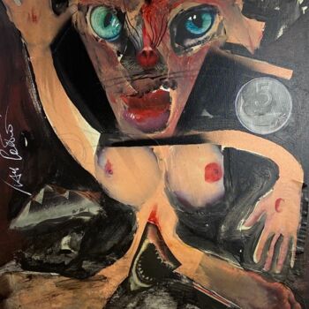 Pittura intitolato "Dammi il 5 ! Lire" da Ivan Cattaneo, Opera d'arte originale, Acrilico