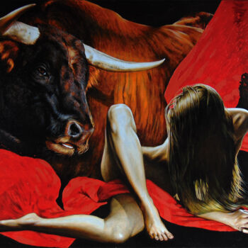 Картина под названием "Corrida" - Sergey And Vera, Подлинное произведение искусства, Масло Установлен на Деревянная рама для…