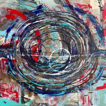 Painting titled "Blue in the night s…" by Tiny De Bruin, Original Artwork, Acrylic Mounted on Wood Panel