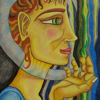 Dessin intitulée "La Lune rousse" par Aurélie Sarrazin, Œuvre d'art originale, Crayon