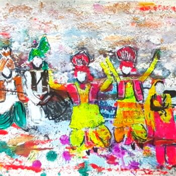 Painting titled "Bhangra" by Afzal Shaikh, Original Artwork, Acrylic