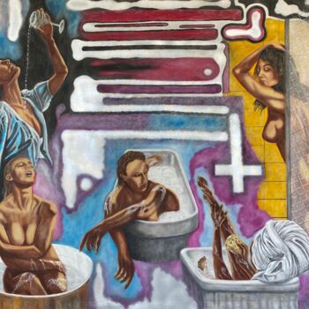 「Bath Series I」というタイトルの絵画 Hüseyin Akによって, オリジナルのアートワーク, オイル