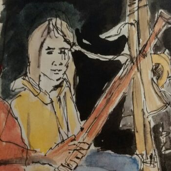 제목이 "in der Probe"인 그림 Urte Singdrossel로, 원작, 수채화