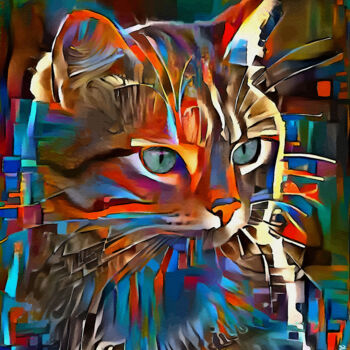 Artes digitais intitulada "Synette, cat" por L.Roche, Obras de arte originais, Acrílico