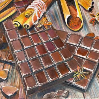 Pintura titulada "Still life with cho…" por Anna Pavlovich-Naneva, Obra de arte original, Oleo Montado en Bastidor de camill…