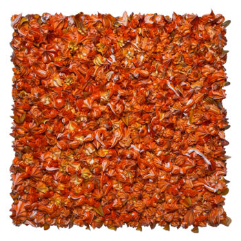 Painting titled "Arc-en-ciel Orange…" by Christophe Sola, Original Artwork, Oil Mounted on Wood Stretcher frame