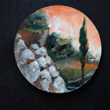 Pintura titulada "Tiny landscape pain…" por Elizaveta Akimova (Esanglier), Obra de arte original, Oleo Montado en Otro panel…