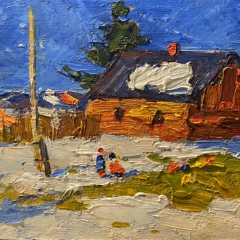 Peinture intitulée "A la campagne" par Evgueni Markov, Œuvre d'art originale, Huile