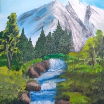 Painting titled "Dağlar" by Esma Dinçer, Original Artwork, Oil