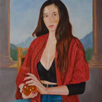 Malerei mit dem Titel "La affascinante" von Stan Bert Singer, Original-Kunstwerk, Öl