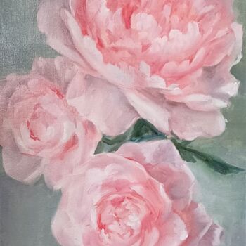 Peinture intitulée "Peonies" par Yulia Ayko, Œuvre d'art originale, Huile