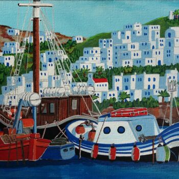Painting titled "escale greque" by Gilbert Devesa, Original Artwork, Acrylic
